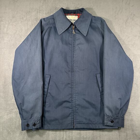 Zero King Other - Zero King Jacket Blue Mens 38 Vintage USA Plaid Lined Windbreaker Coat Zip